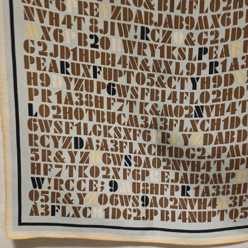 Worth Beige and Brown Letter Print Silk Scarf